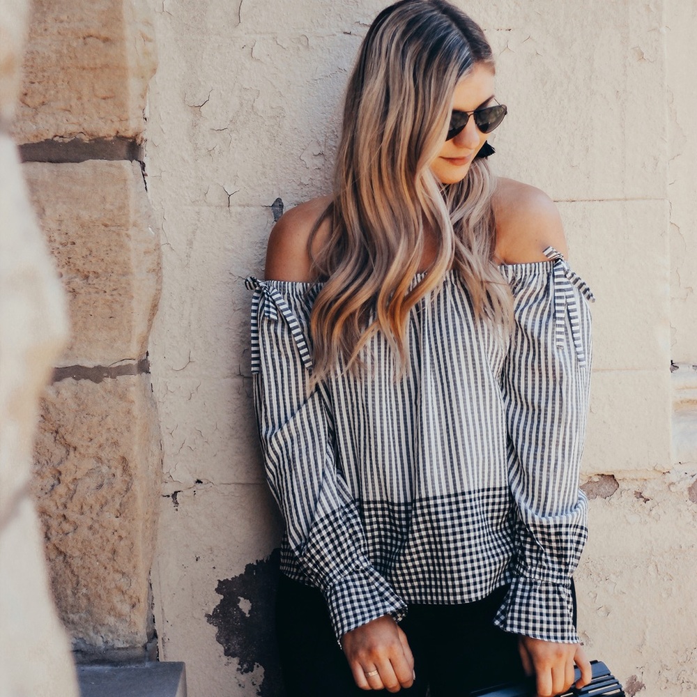 Gingham off the shoulder top